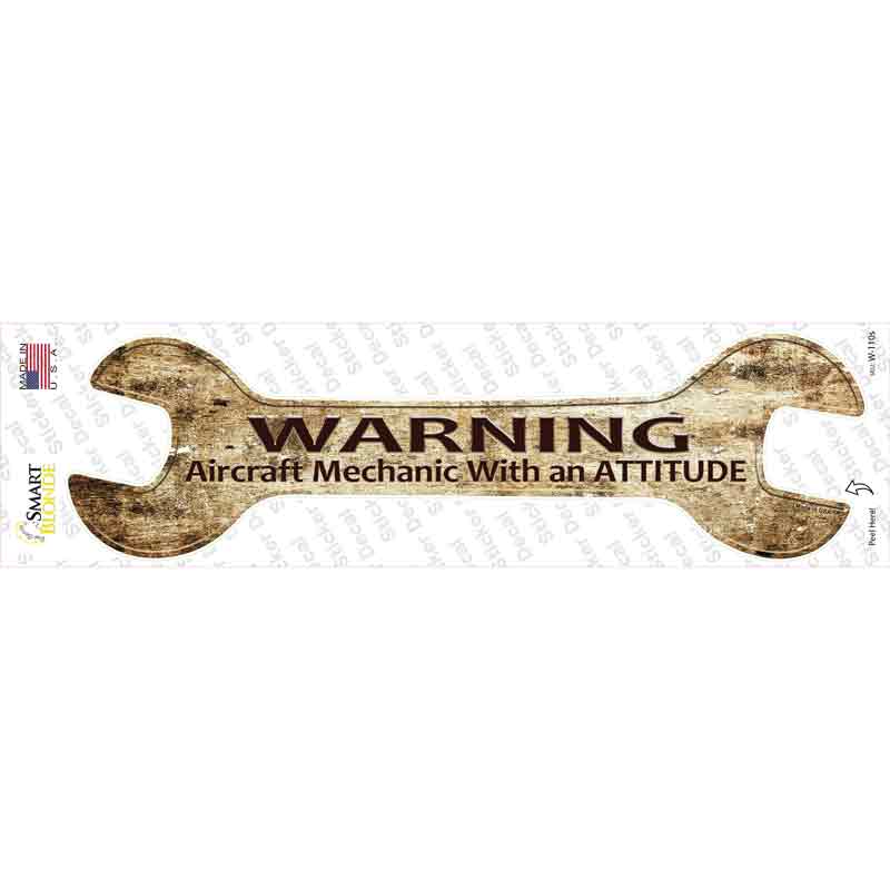 W-110s-M Aircraft Mechanic Novelty Wrench Sticker Decal - Medium