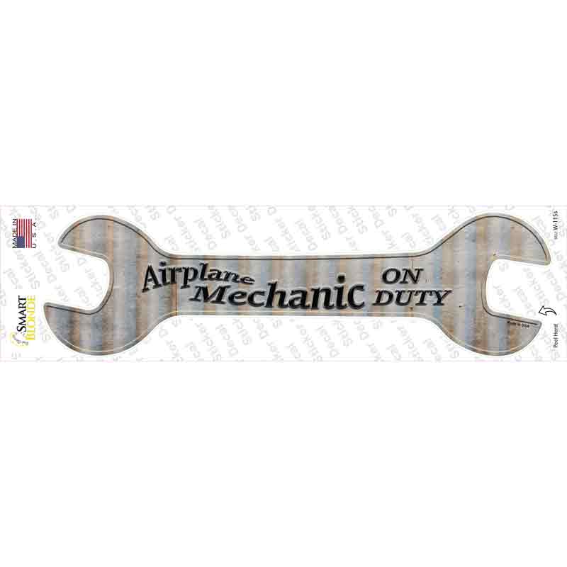 W-115s-M Airplane Mechanic on Duty Novelty Wrench Sticker Decal - Medium