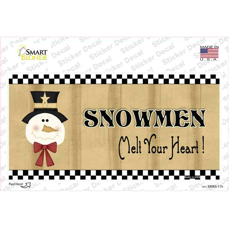 XMAS-17s-M Snowmen Melt Your Heart Novelty Sticker Decal - Medium