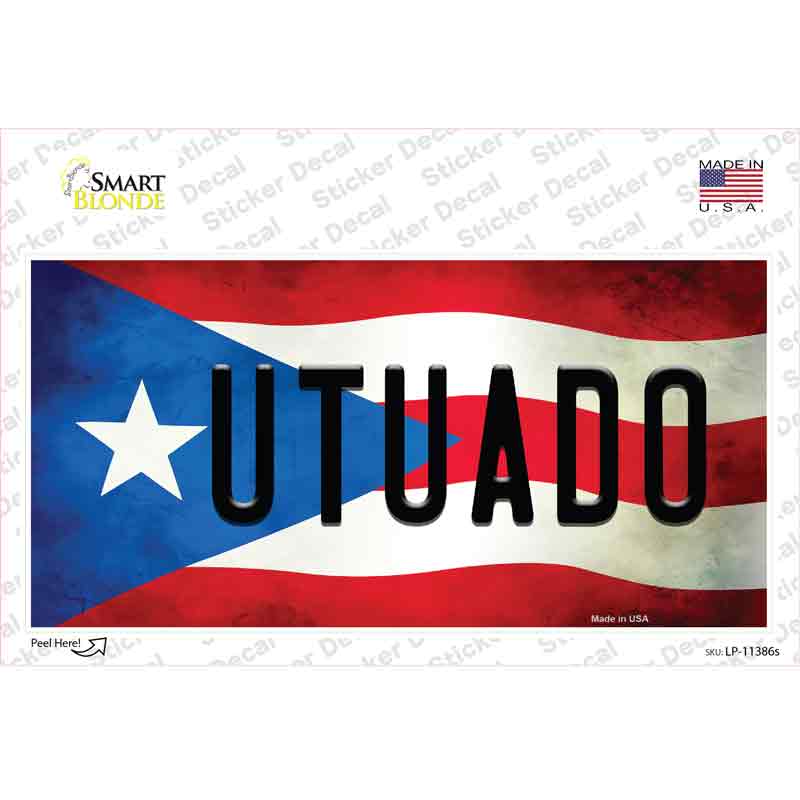 LP-11386s-M Utuado Puerto Rico Flag Novelty Sticker Decal - Medium