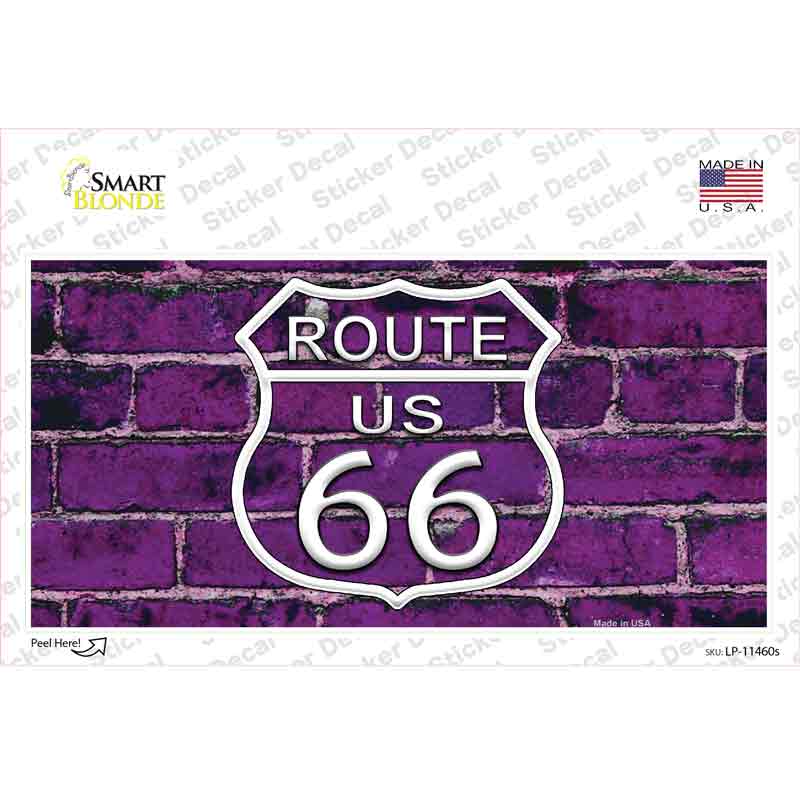 LP-11460s-M Route 66 Purple Brick Wall Novelty Sticker Decal - Medium