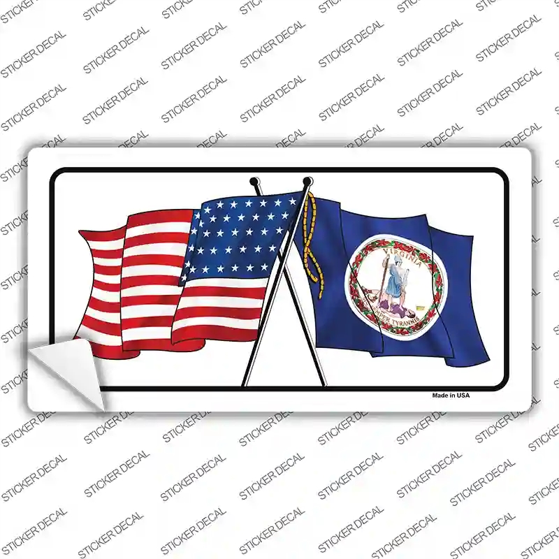 LP-11506s-S Virginia Crossed US Flag Novelty Sticker Decal - Small