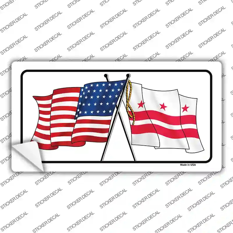 LP-11511s-S Washington DC Crossed US Flag Novelty Sticker Decal - Small
