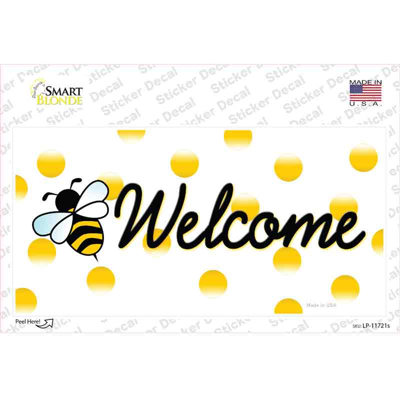 LP-11721s-M Welcome Bee Novelty Sticker Decal - Medium