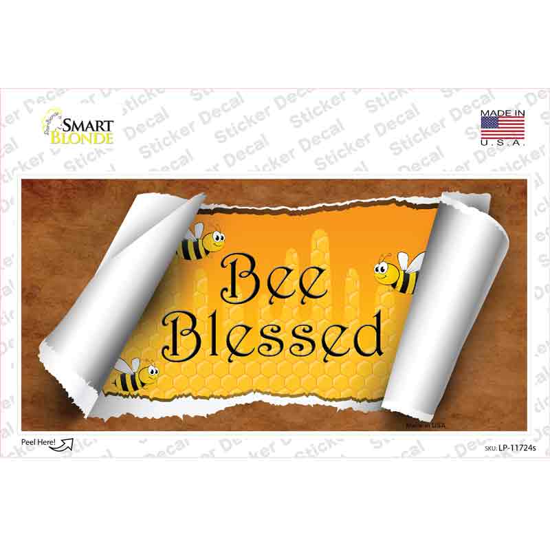 LP-11724s-M Bee Blessed Scroll Novelty Sticker Decal - Medium