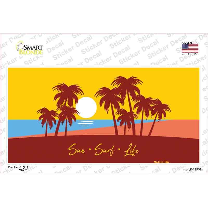 LP-11901s-M Sun Surf Life Novelty Sticker Decal - Medium