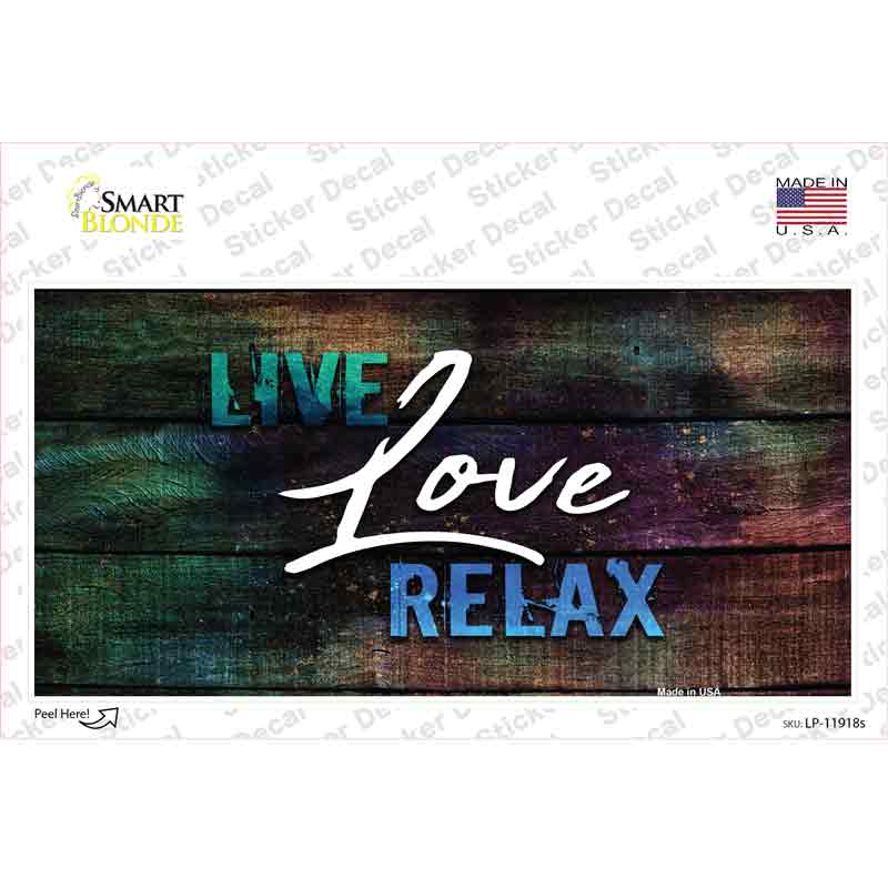 LP-11918s-M Live Love Relax Novelty Sticker Decal - Medium