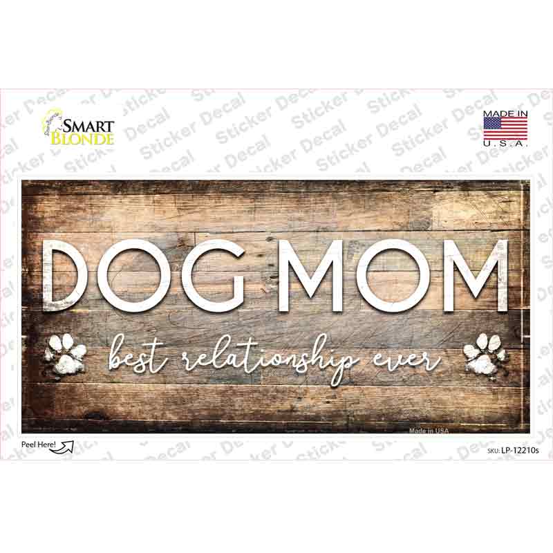 LP-12210s-M Dog Mom Wood Grain Novelty Sticker Decal - Medium