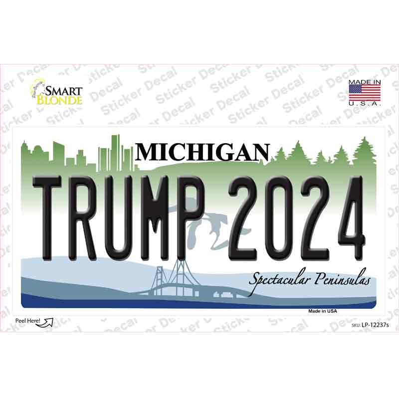 LP-12237s-M Trump 2024 Michigan Novelty Sticker Decal - Medium