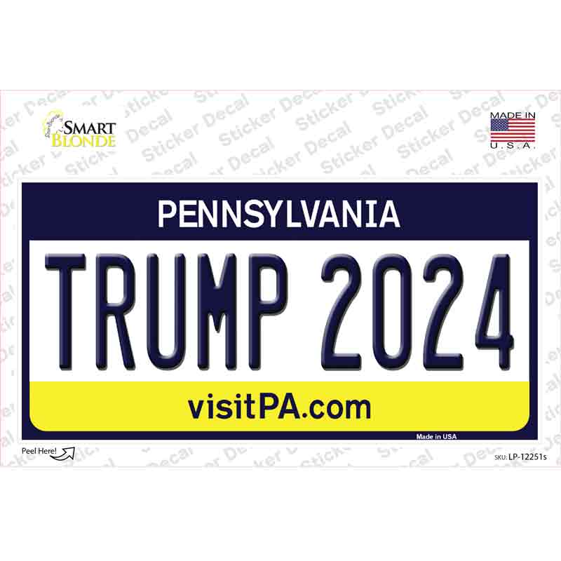 LP-12251s-M Trump 2024 Pennsylvania Novelty Sticker Decal - Medium