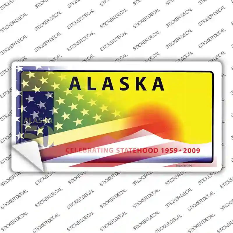 LP-12330s-S Alaska with American Flag Novelty Sticker Decal - Small