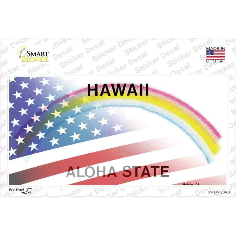 LP-12340s-M Hawaii with American Flag Novelty Sticker Decal - Medium