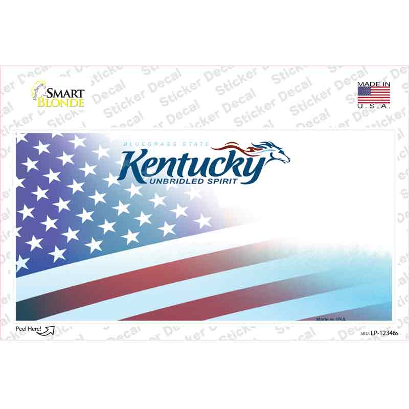 LP-12346s-M Kentucky with American Flag Novelty Sticker Decal - Medium