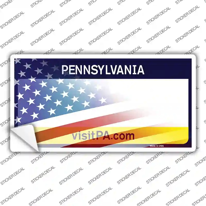 LP-12367s-S Pennsylvania with American Flag Novelty Sticker Decal - Small