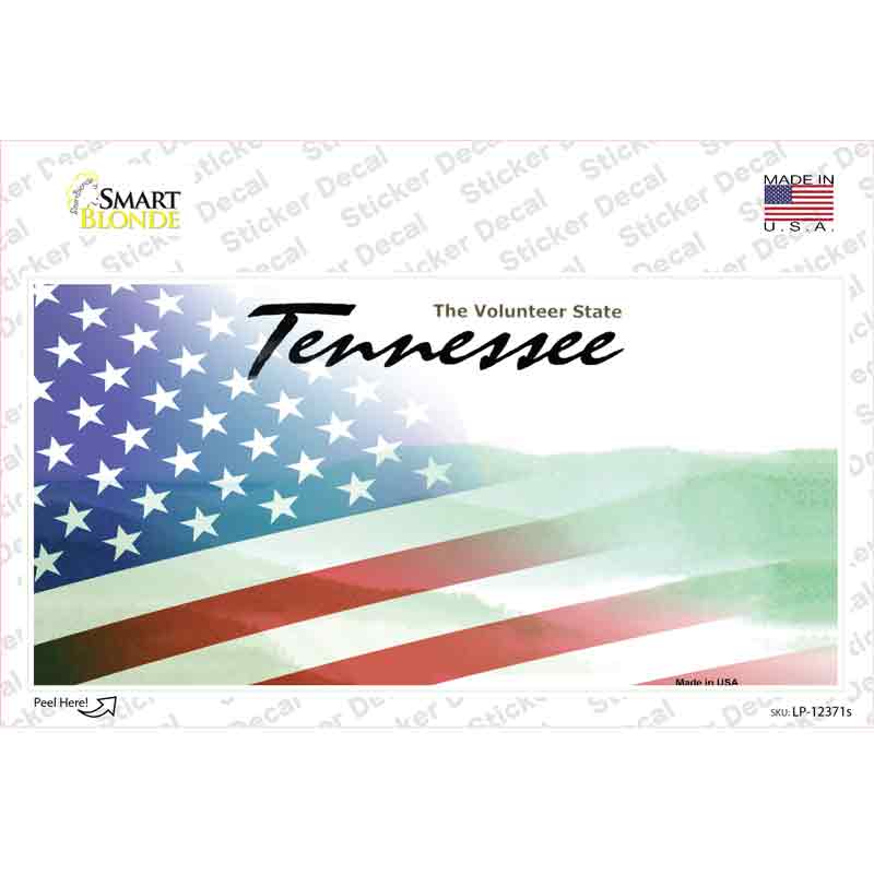 LP-12371s-M Tennessee with American Flag Novelty Sticker Decal - Medium