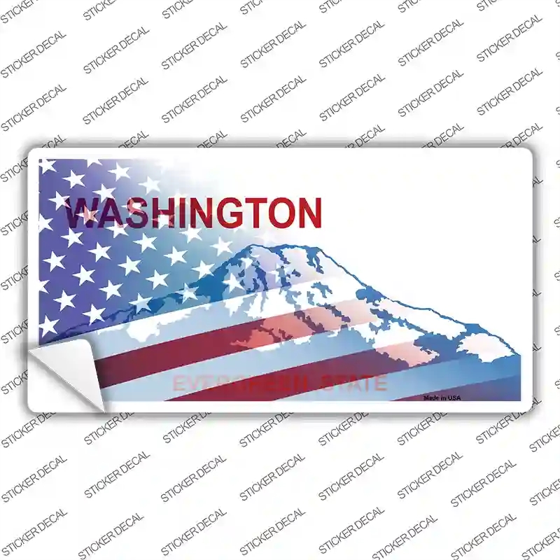 LP-12376s-XL Washington with American Flag Novelty Sticker Decal - Extra Large