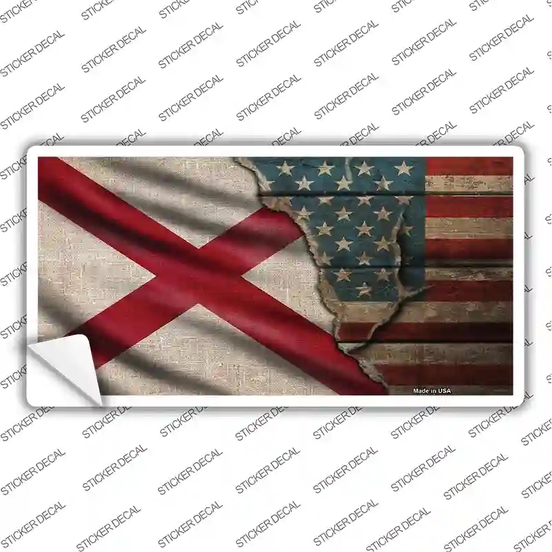 LP-12380s-L Alabama & American Flag Novelty Sticker Decal - Large