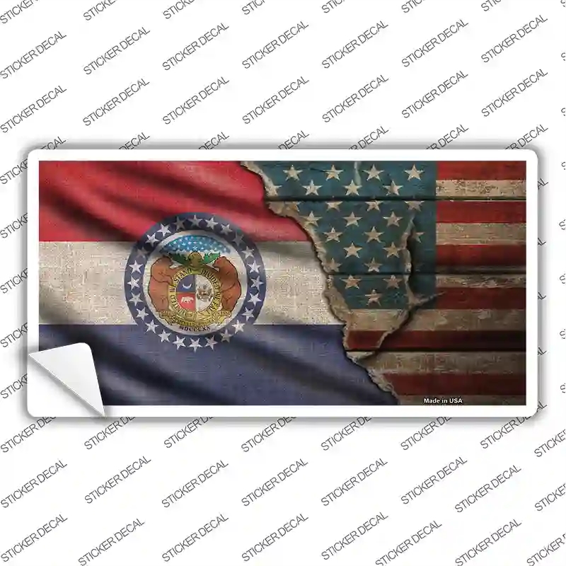 LP-12404s-S Missouri & American Flag Novelty Sticker Decal - Small