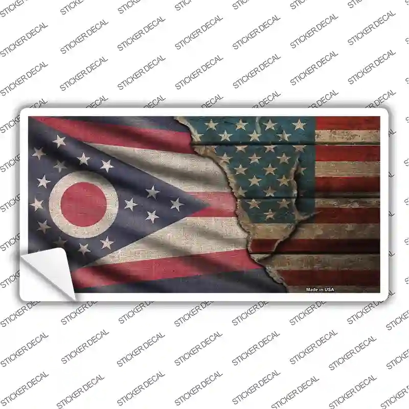 LP-12414s-L Ohio & American Flag Novelty Sticker Decal - Large