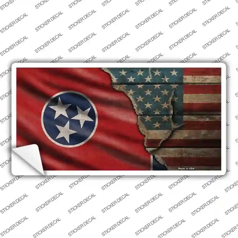 LP-12421s-S Tennessee & American Flag Novelty Sticker Decal - Small