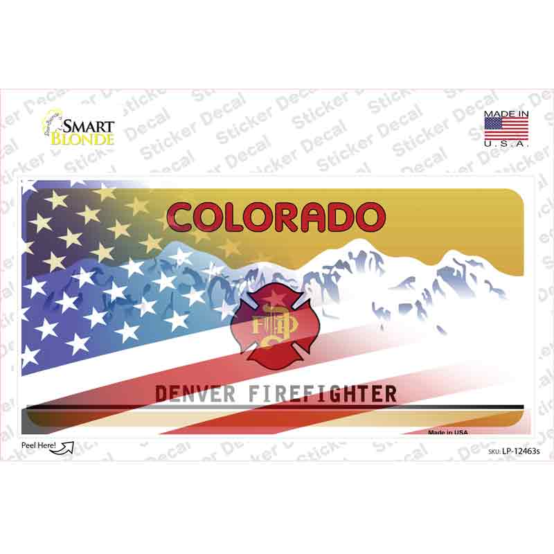 LP-12463s-M Colorado Firefighter American Flag Novelty Sticker Decal - Medium