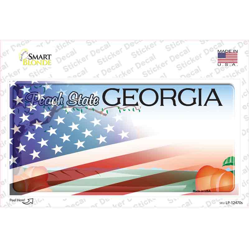 LP-12470s-M Georgia Half American Flag Novelty Sticker Decal - Medium