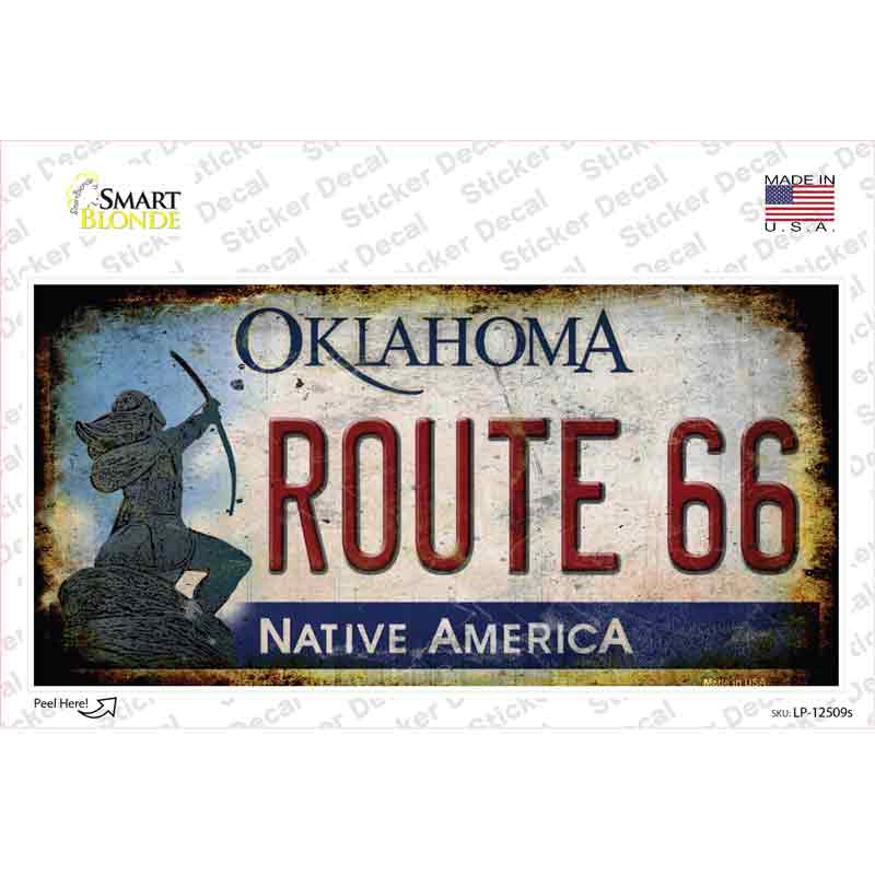 LP-12509s-M Route 66 Oklahoma Rusty Novelty Sticker Decal - Medium