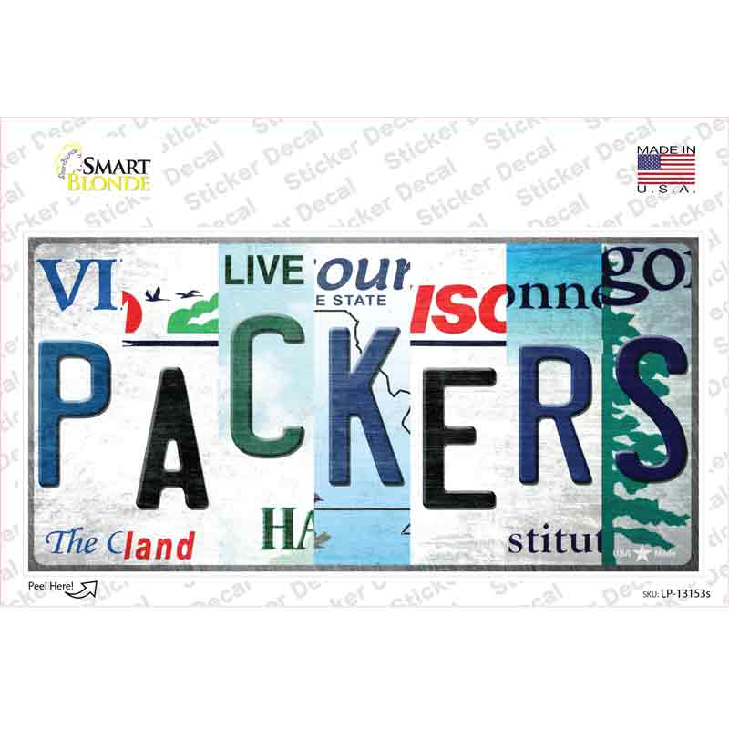 LP-13153s-M Packers Strip Art Novelty Sticker Decal - Medium