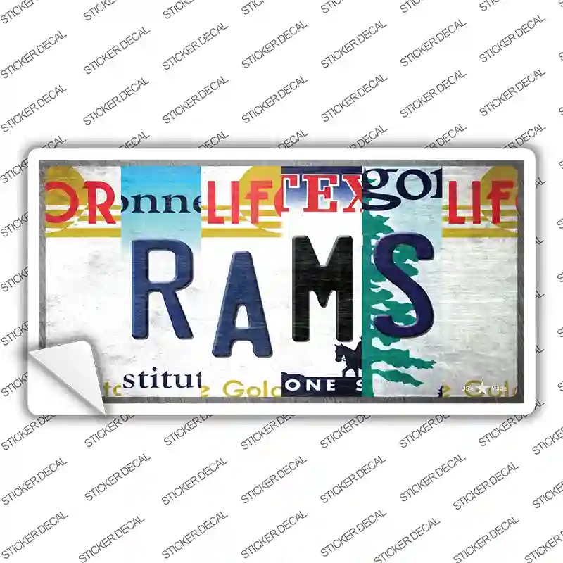 LP-13177s-XL Rams Strip Art Novelty Sticker Decal - Extra Large