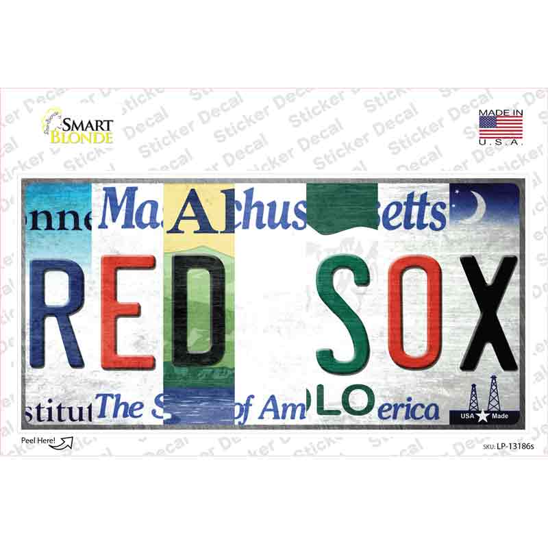 LP-13186s-M Red Sox Strip Art Novelty Sticker Decal - Medium