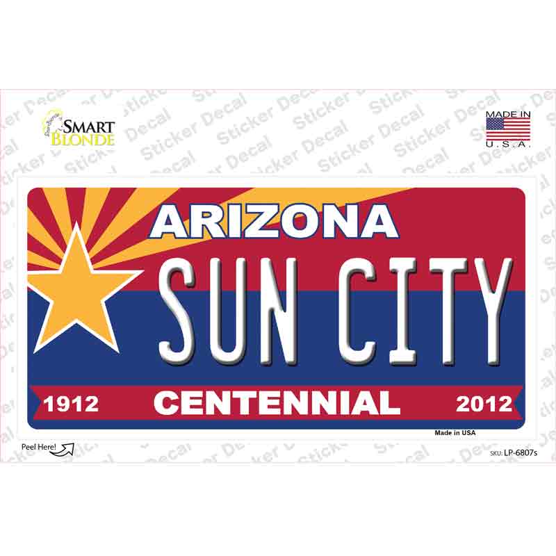 LP-6807s-M Arizona Centennial Sun City Novelty Sticker Decal - Medium