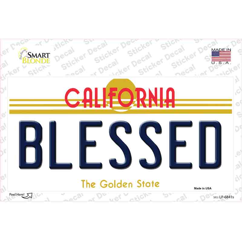 LP-6841s-M Blessed California Novelty Sticker Decal - Medium