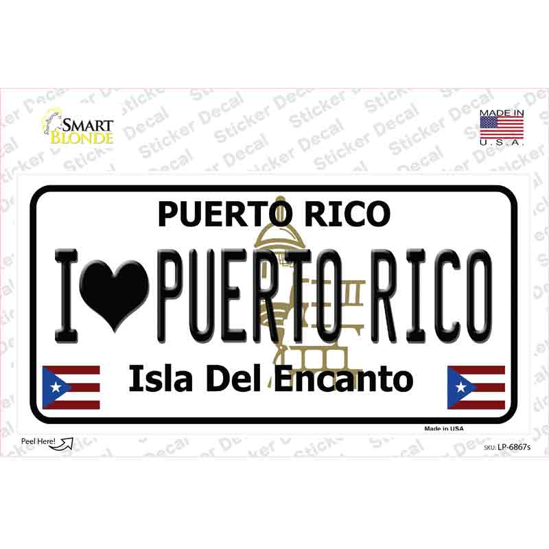 LP-6867s-M I love Puerto Rico Novelty Sticker Decal - Medium