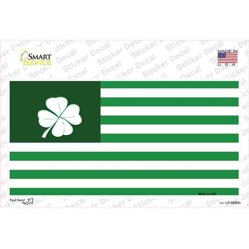 LP-6884s-M Green Shamrock Flag Novelty Sticker Decal - Medium