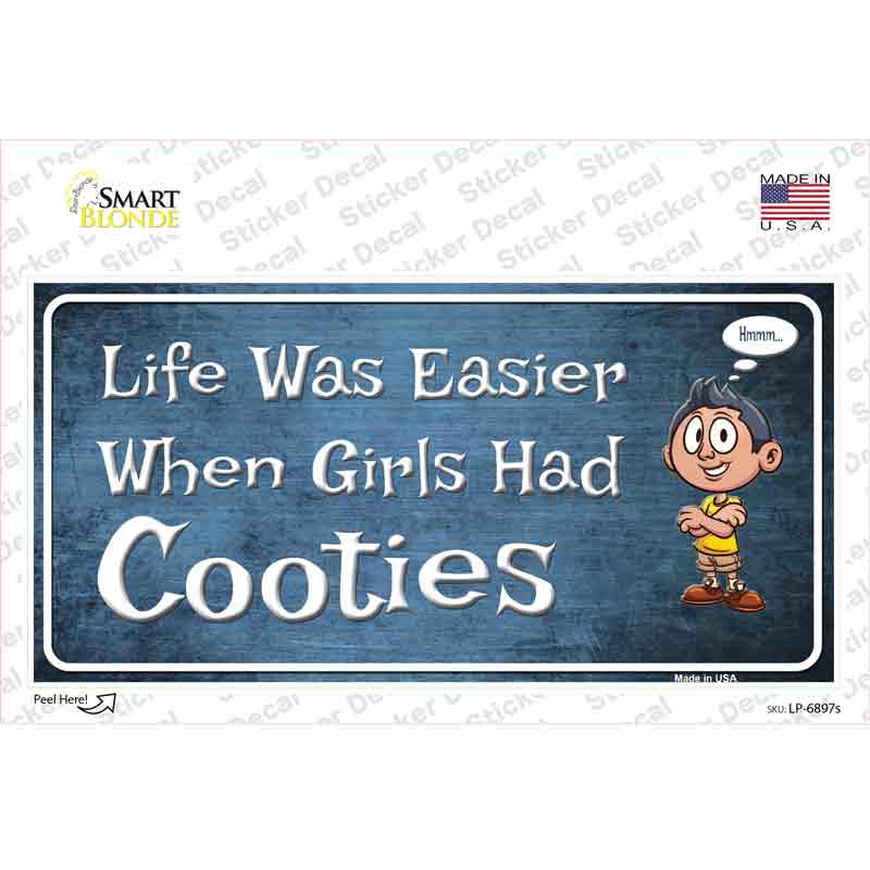 LP-6897s-M When Girls Had Cooties Novelty Sticker Decal - Medium