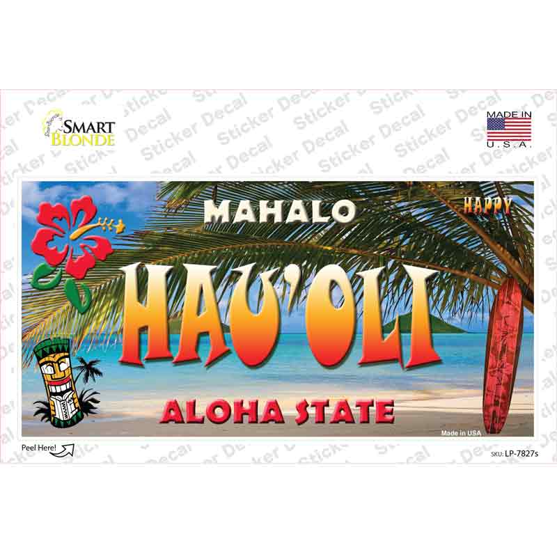 LP-7827s-M Hau Oli Hawaii State Novelty Sticker Decal - Medium