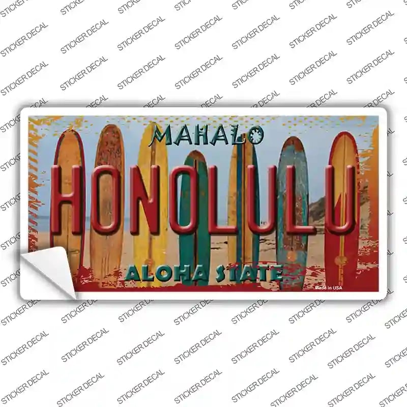 LP-7834s-XL Honolulu Surfboards Hawaii State Novelty Sticker Decal - Extra Large