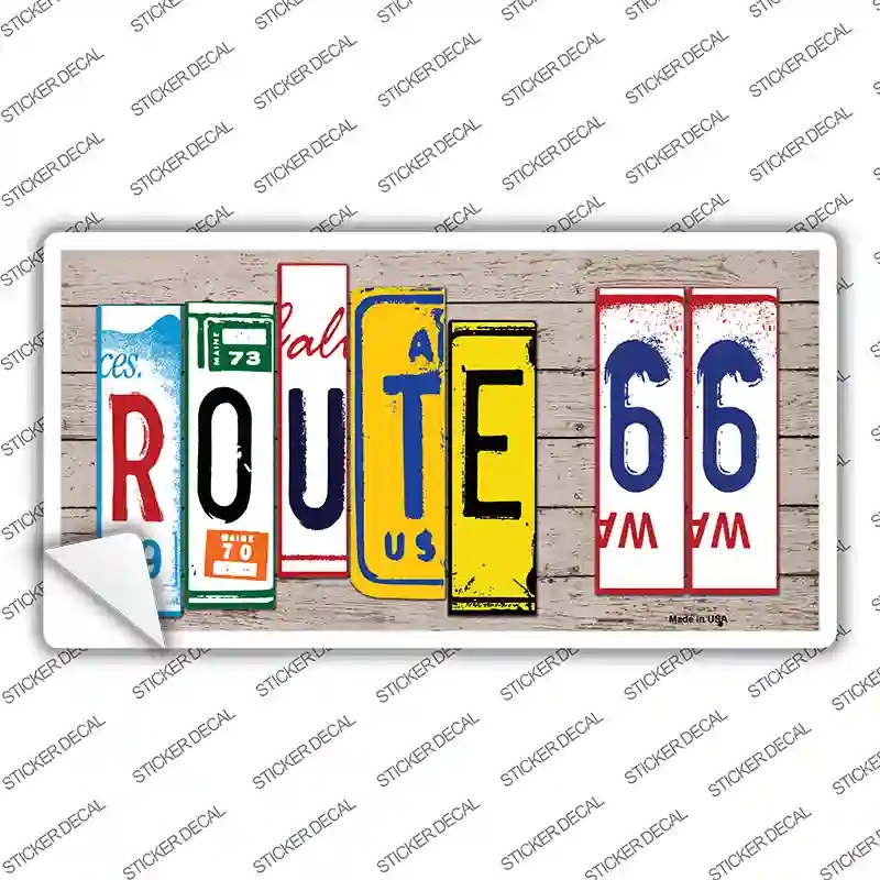 LP-7853s-S Route 66 Art Wood Novelty Sticker Decal - Small