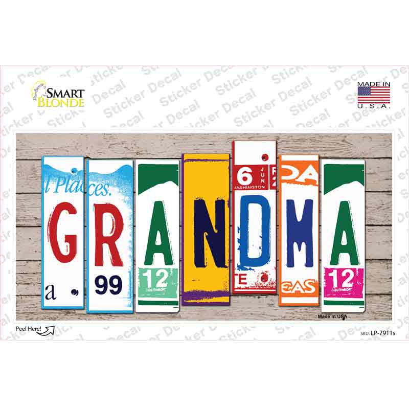 LP-7911s-M Grandma Wood Art Novelty Sticker Decal - Medium
