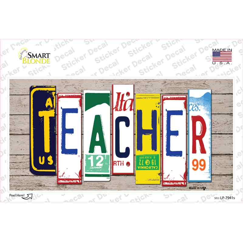 LP-7941s-M Teacher Wood Art Novelty Sticker Decal - Medium