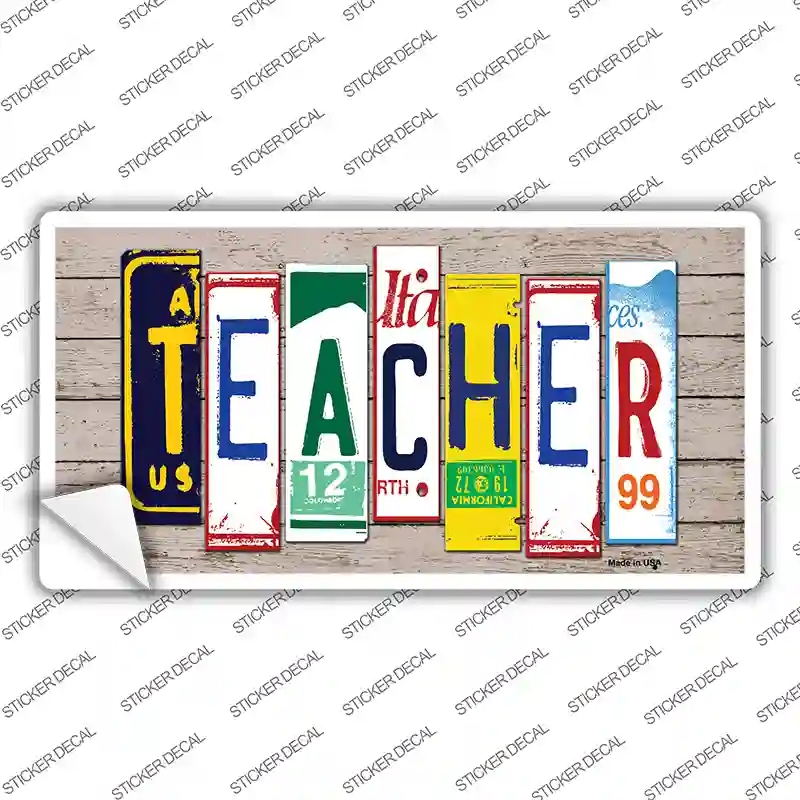 LP-7941s-S Teacher Wood Art Novelty Sticker Decal - Small