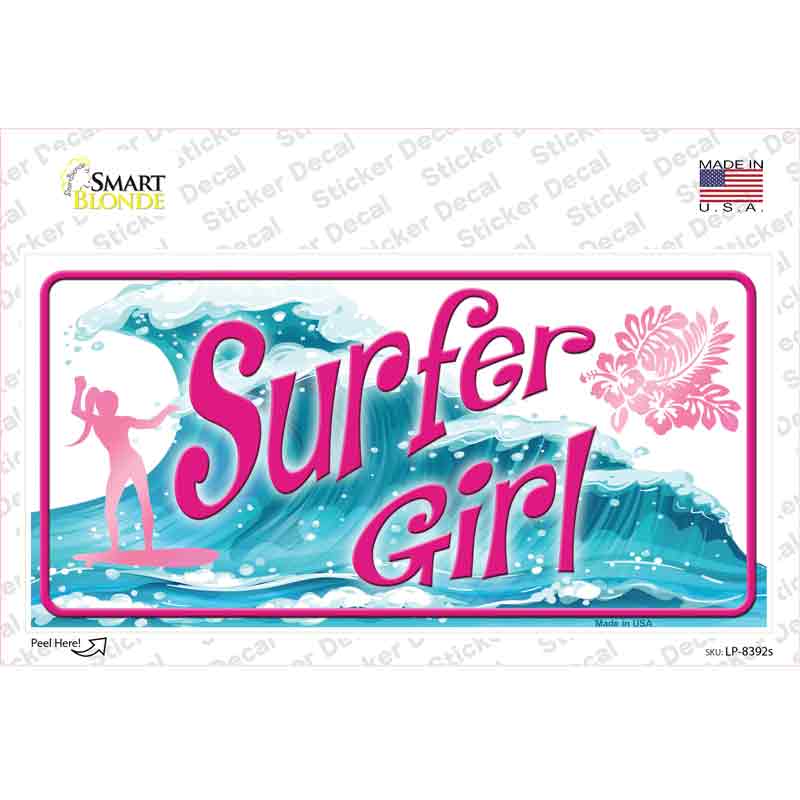 LP-8392s-M Surfer Girl Novelty Sticker Decal - Medium