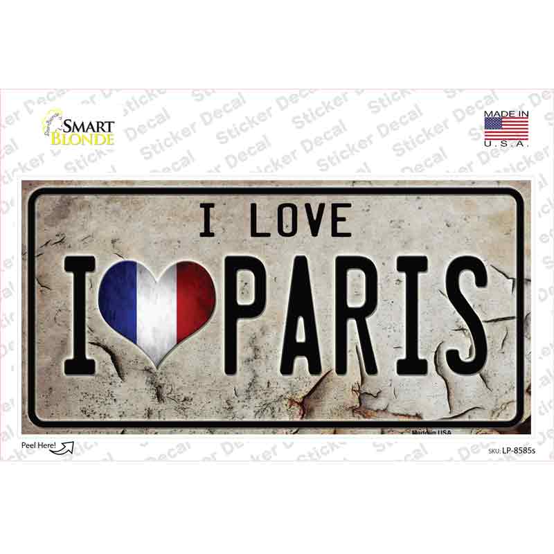 LP-8585s-M I Love Paris Novelty Sticker Decal - Medium