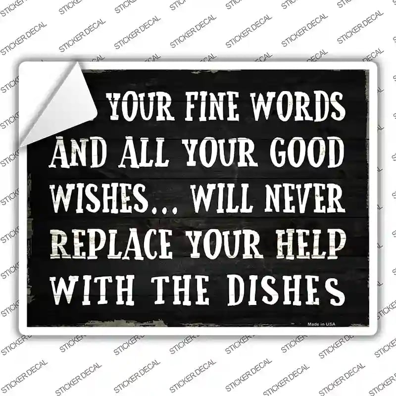 P-1433s-S Fine Words Good Wishes Novelty Rectangle Sticker Decal - Small