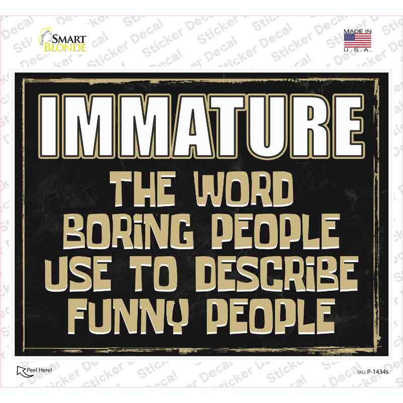 P-1434s-M Immature Novelty Rectangle Sticker Decal - Medium