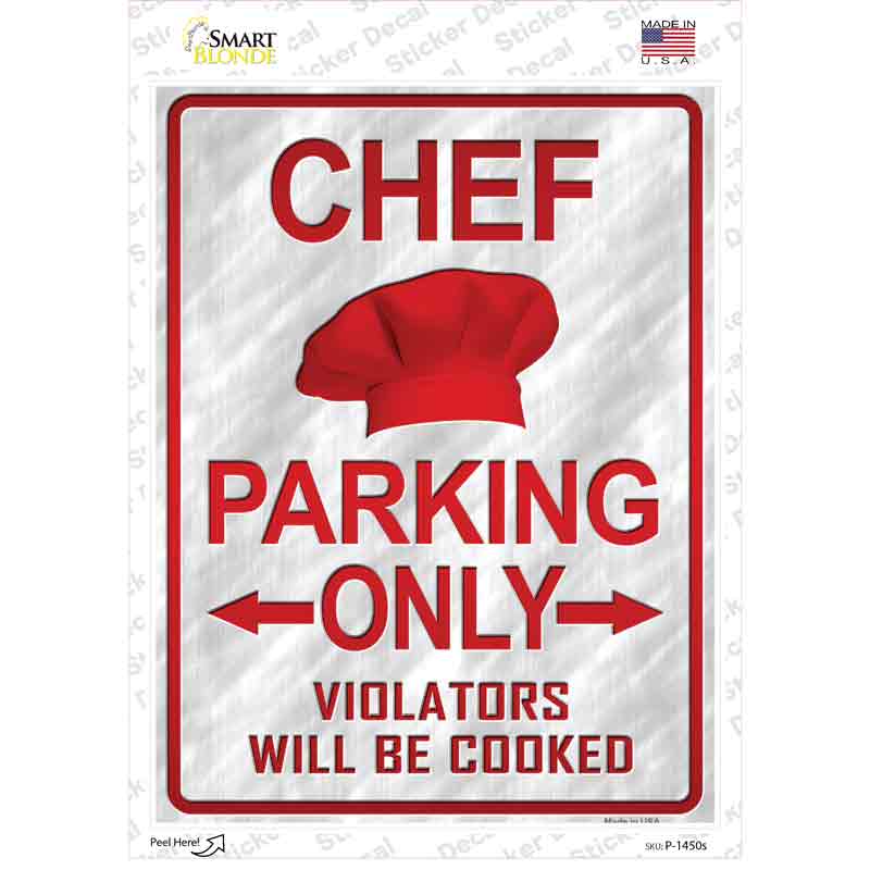 P-1450s-M Chef Only Novelty Rectangle Sticker Decal - Medium