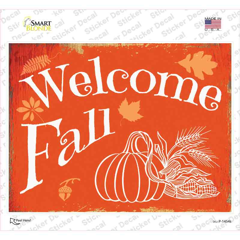 P-1454s-M Welcome Fall Novelty Rectangle Sticker Decal - Medium