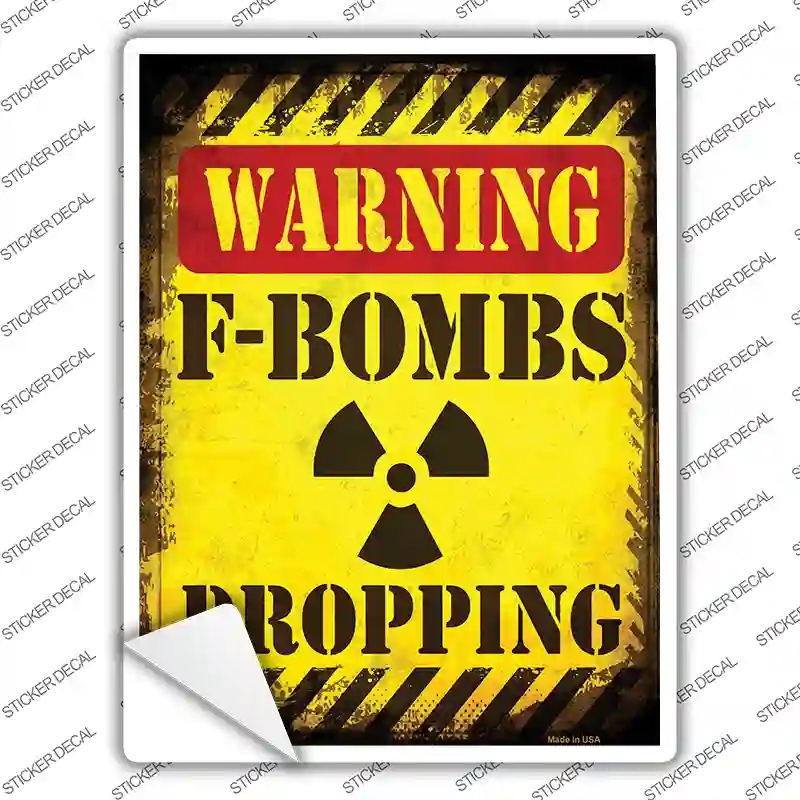 P-1461s-XL F Bombs Dropping Novelty Rectangle Sticker Decal - Extra Large