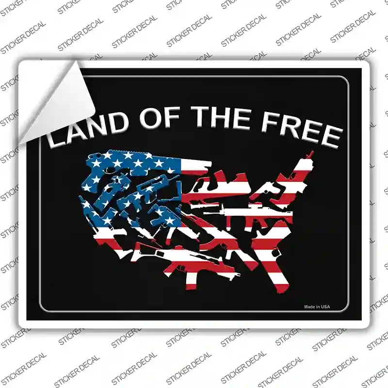 P-1501s-L Land of the Free Novelty Rectangle Sticker Decal - Large
