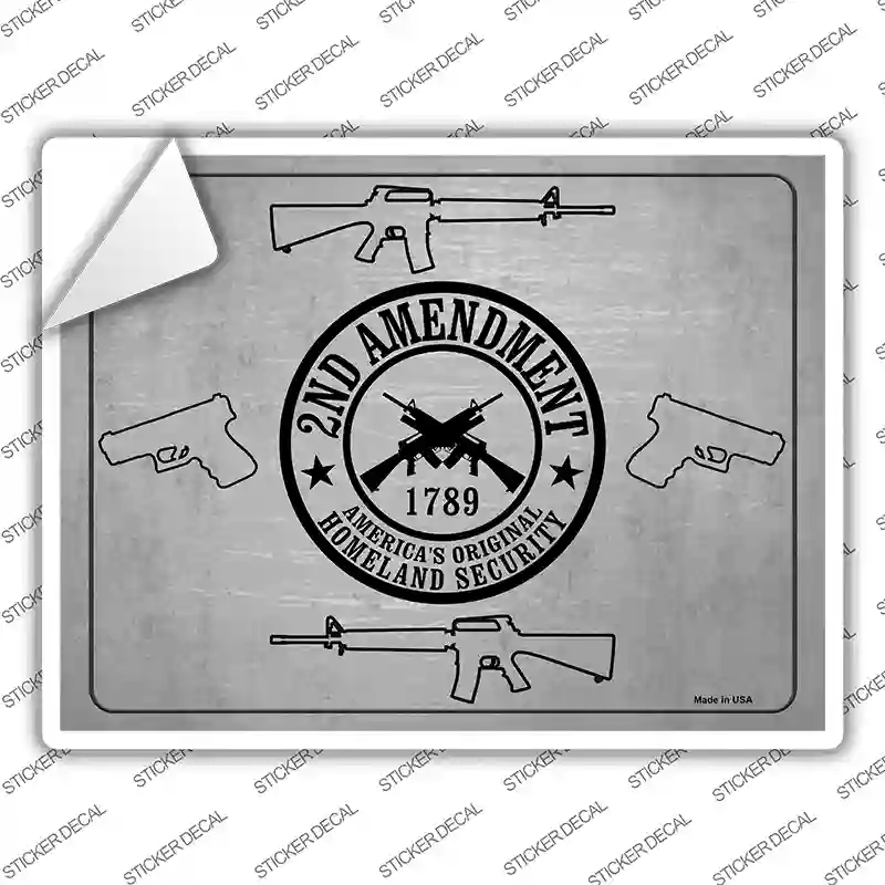 P-1504s-L 2nd Amendment Shield with Guns Novelty Rectangle Sticker Decal - Large